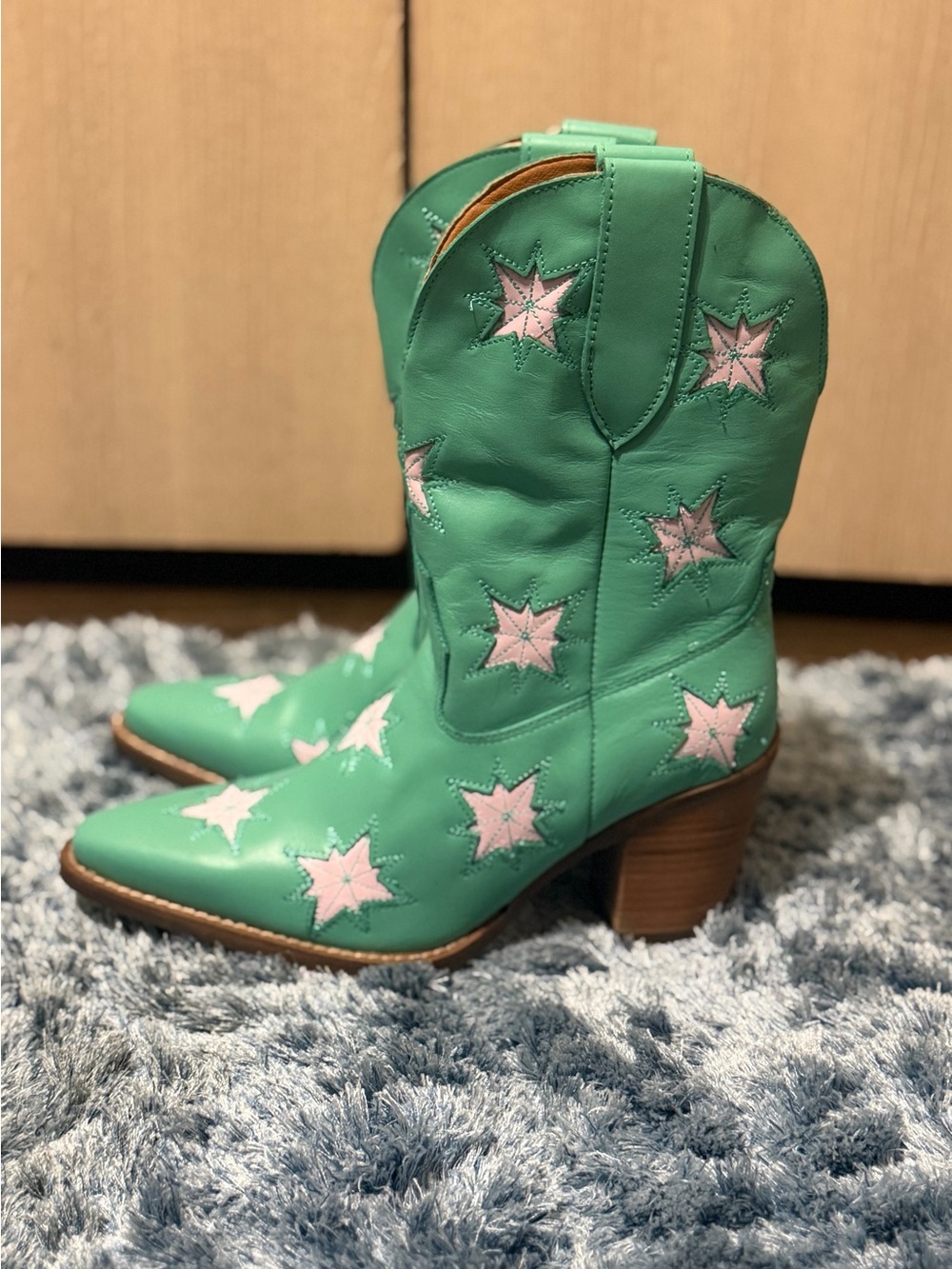 NWT Dingo Starburst DI2248 Green White Star Leather Cowboy Boots Size 7M - Picture 5 of 15